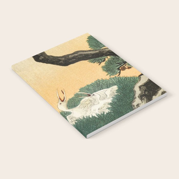 Crane and its chicks on a pine tree  - Vintage Japanese Woodblock Print Art Notebook Gallery Image 2