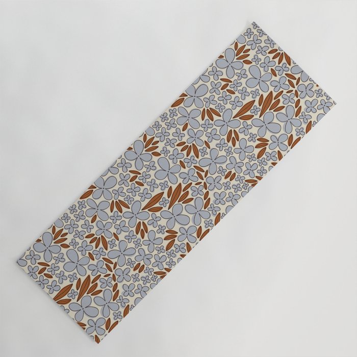Four-leaf Flower Pattern / Grey & Brown Yoga Mat Gallery Image 1