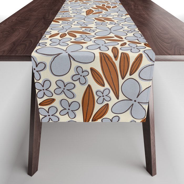 Four-leaf Flower Pattern / Grey & Brown Table Runner Gallery Image 1