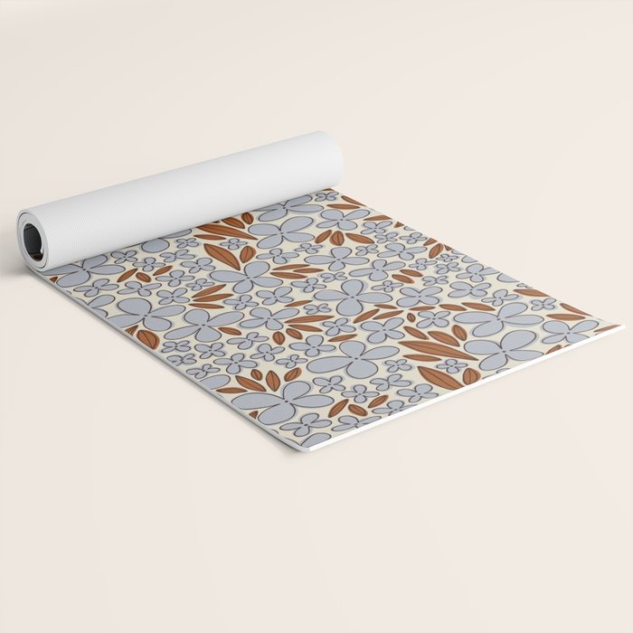 Four-leaf Flower Pattern / Grey & Brown Yoga Mat Gallery Image 2