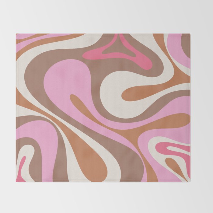Retro Mod Swirl Sweet Candy Abstract Inspired by PANTONE 17 1230 Color of the Year Mocha Mousse Throw Blanket Gallery Image 2