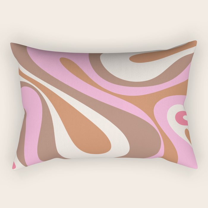 Retro Mod Swirl Sweet Candy Abstract Inspired by PANTONE 17 1230 Color of the Year Mocha Mousse Rectangular Pillow Gallery Image 1