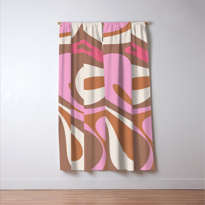 Retro Mod Swirl Sweet Candy Abstract Inspired by PANTONE 17 1230 Color of the Year Mocha Mousse Window Curtain Gallery Image 3