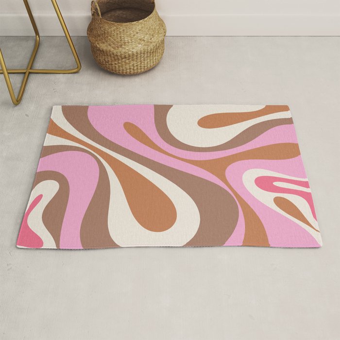 Retro Mod Swirl Sweet Candy Abstract Inspired by PANTONE 17 1230 Color of the Year Mocha Mousse Rug Gallery Image 1