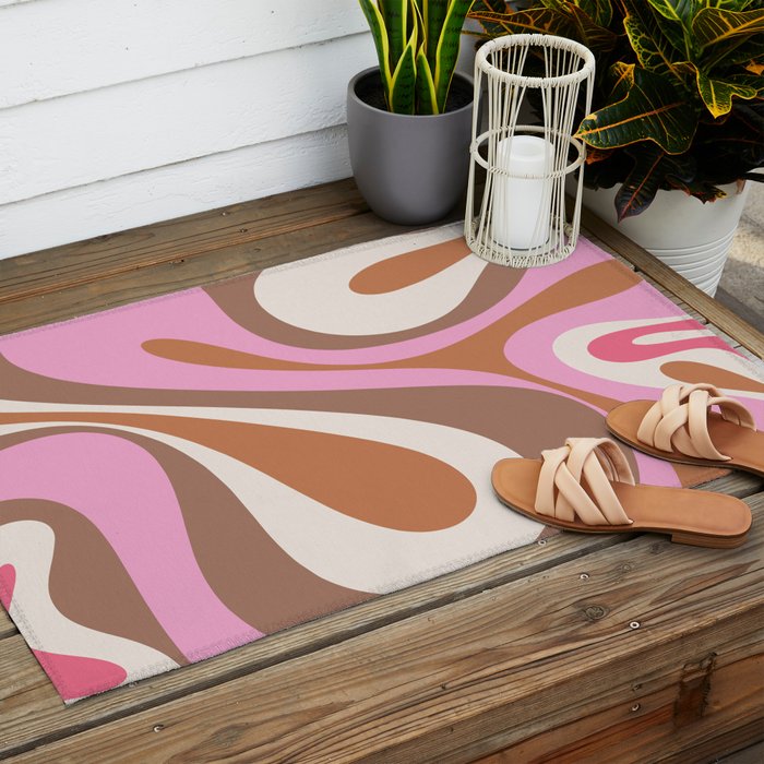 Retro Mod Swirl Sweet Candy Abstract Inspired by PANTONE 17 1230 Color of the Year Mocha Mousse Outdoor Rug Gallery Image 2