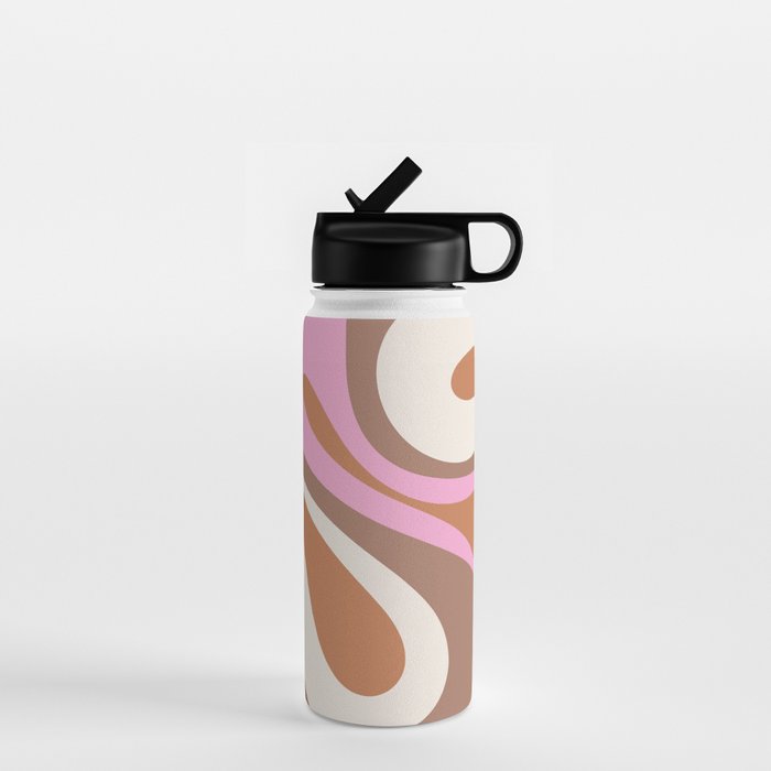 Retro Mod Swirl Sweet Candy Abstract Inspired by PANTONE 17 1230 Color of the Year Mocha Mousse Water Bottle Gallery Image 1