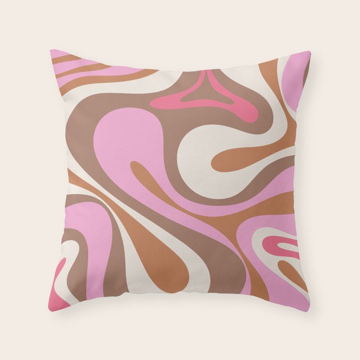 Retro Mod Swirl Sweet Candy Abstract Inspired by PANTONE 17 1230 Color of the Year Mocha Mousse Throw Pillow Gallery Image 6