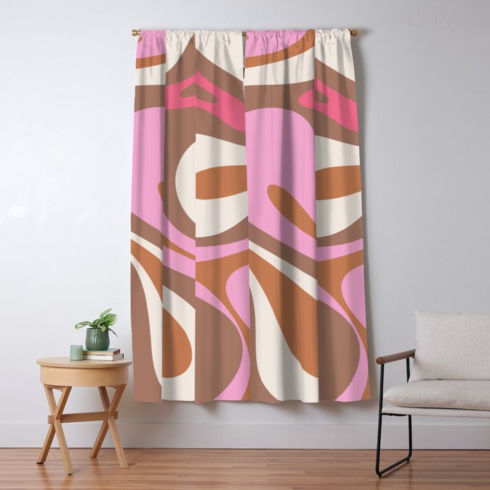 Retro Mod Swirl Sweet Candy Abstract Inspired by PANTONE 17 1230 Color of the Year Mocha Mousse Window Curtain Gallery Image 5