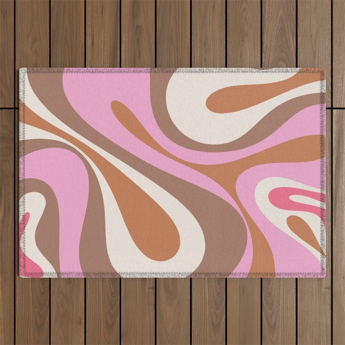 Retro Mod Swirl Sweet Candy Abstract Inspired by PANTONE 17 1230 Color of the Year Mocha Mousse Outdoor Rug Gallery Image 1
