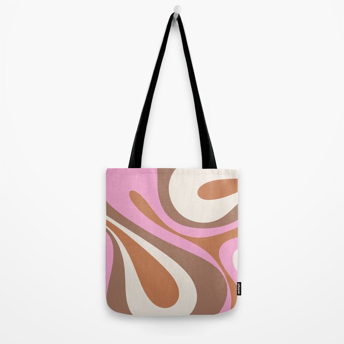 Retro Mod Swirl Sweet Candy Abstract Inspired by PANTONE 17 1230 Color of the Year Mocha Mousse Tote Bag Gallery Image 2