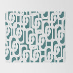 Mid Century Modern Loops Contemporary Abstract Pattern in White and Deep Teal Throw Blanket Gallery Image 2
