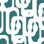 Mid Century Modern Loops Contemporary Abstract Pattern in White and Deep Teal Coffee Mug Gallery Image 2