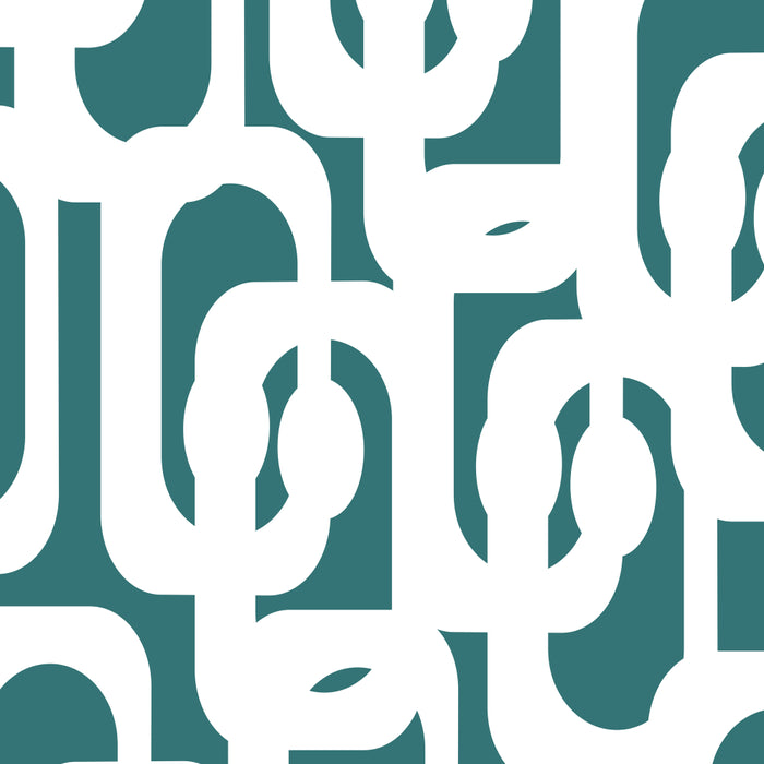 Mid Century Modern Loops Contemporary Abstract Pattern in White and Deep Teal Coffee Mug Gallery Image 2