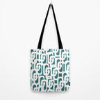 Mid Century Modern Loops Contemporary Abstract Pattern in White and Deep Teal Tote Bag Gallery Image 2