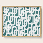 Mid Century Modern Loops Contemporary Abstract Pattern in White and Deep Teal Serving Tray Gallery Image 1