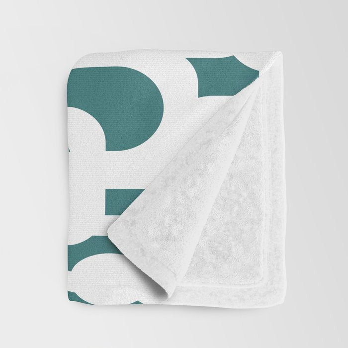 Mid Century Modern Loops Contemporary Abstract Pattern in White and Deep Teal Throw Blanket Gallery Image 3