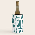 Mid Century Modern Loops Contemporary Abstract Pattern in White and Deep Teal Wine Chiller Gallery Image 2