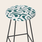 Mid Century Modern Loops Contemporary Abstract Pattern in White and Deep Teal Stool Gallery Image 2