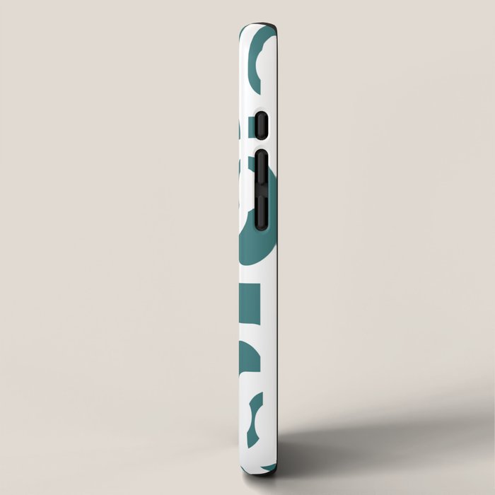 Mid Century Modern Loops Contemporary Abstract Pattern in White and Deep Teal iPhone Case Gallery Image 2