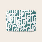 Mid Century Modern Loops Contemporary Abstract Pattern in White and Deep Teal Bath Mat Gallery Image 1