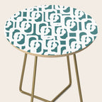 Mid Century Modern Loops Contemporary Abstract Pattern in White and Deep Teal Side Table Gallery Image 2