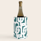 Mid Century Modern Loops Contemporary Abstract Pattern in White and Deep Teal Wine Chiller Gallery Image 1