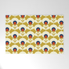 Flowers geometry mustard - retro pattern no3 Welcome Mat Gallery Image 1