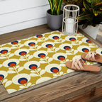 Flowers geometry mustard - retro pattern no3 Outdoor Rug Gallery Image 2