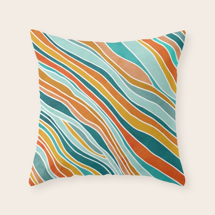 Colorful Summer Stripes Throw Pillow Gallery Image 6