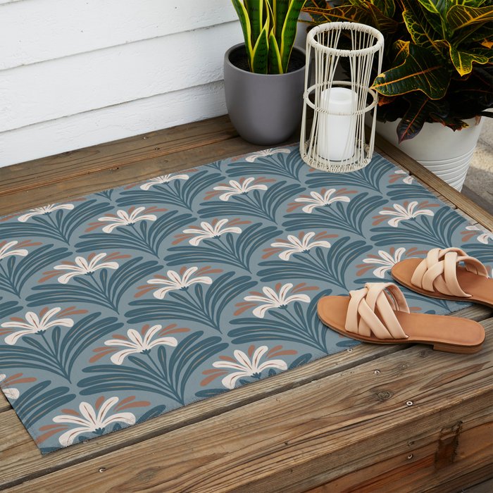 Elegant Leafy Blossoms  Outdoor Rug Gallery Image 2