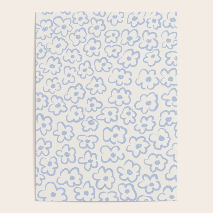 Daisies Pattern NO.2 | Blue Poster Gallery Image 1