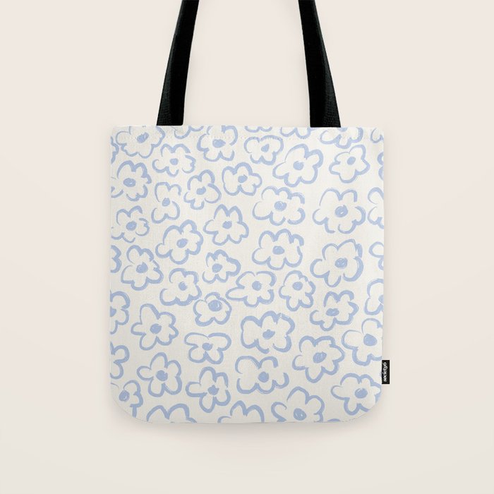Daisies Pattern NO.2 | Blue Tote Bag Gallery Image 1