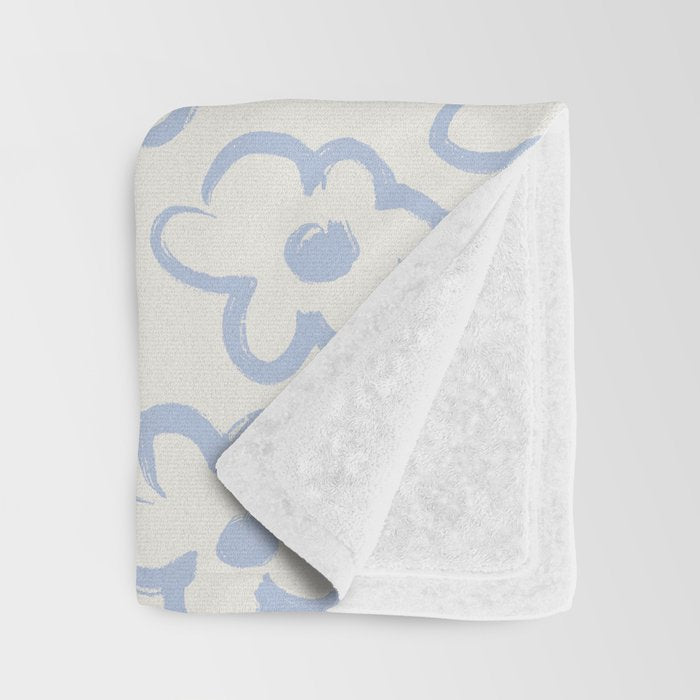 Daisies Pattern NO.2 | Blue Throw Blanket Gallery Image 3