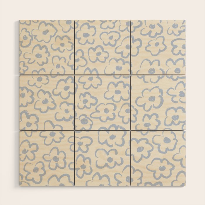 Daisies Pattern NO.2 | Blue Wood Wall Art Gallery Image 1
