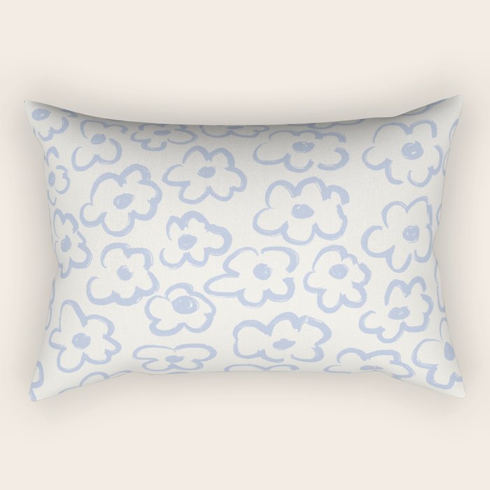 Daisies Pattern NO.2 | Blue Rectangular Pillow Gallery Image 2