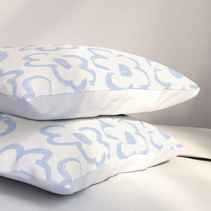 Daisies Pattern NO.2 | Blue Pillow Sham Gallery Image 3