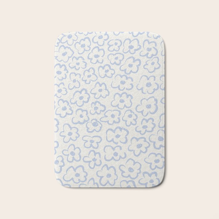 Daisies Pattern NO.2 | Blue Bath Mat Gallery Image 1