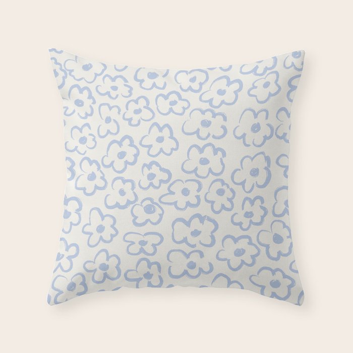 Daisies Pattern NO.2 | Blue Throw Pillow Gallery Image 1
