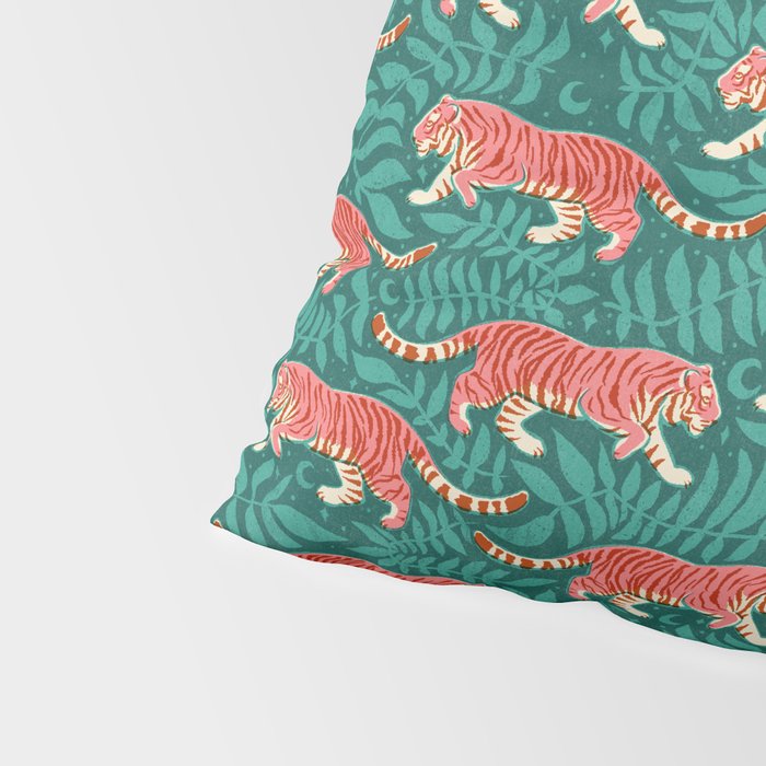 Tigers - pink, red, and jungle green Pillow Sham Gallery Image 4