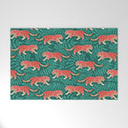 Tigers - pink, red, and jungle green Welcome Mat Gallery Image 1