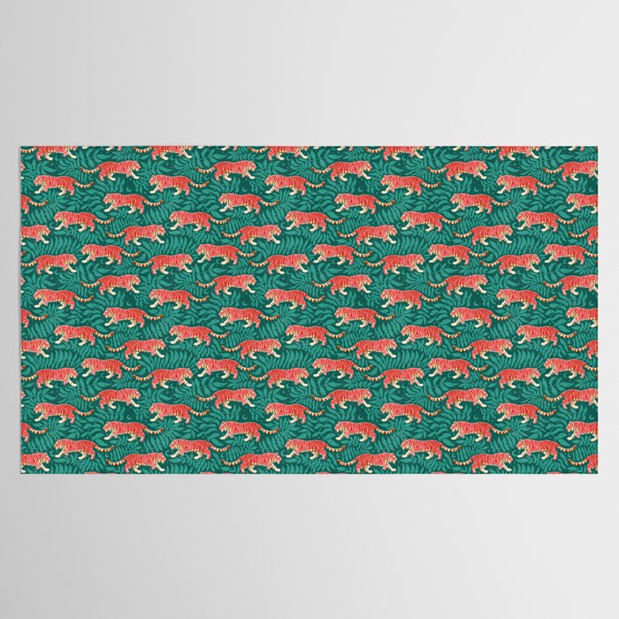 Tigers - pink, red, and jungle green Tablecloth Gallery Image 2