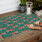 Tigers - pink, red, and jungle green Outdoor Rug Gallery Image 2