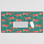 Tigers - pink, red, and jungle green Desk Mat Gallery Image 1