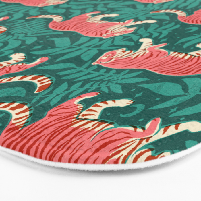 Tigers - pink, red, and jungle green Bath Mat Gallery Image 3