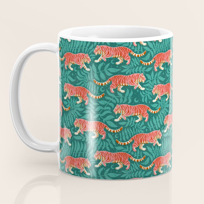 Tigers - pink, red, and jungle green Coffee Mug Gallery Image 3