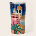 Oriental city under a starry sky in bright colours Travel Mug Gallery Image 3