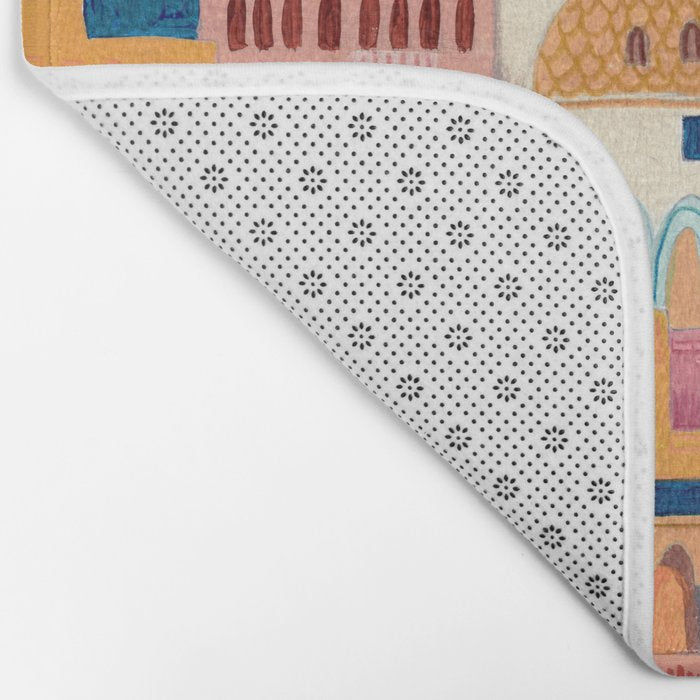 Oriental city under a starry sky in bright colours Bath Mat Gallery Image 2