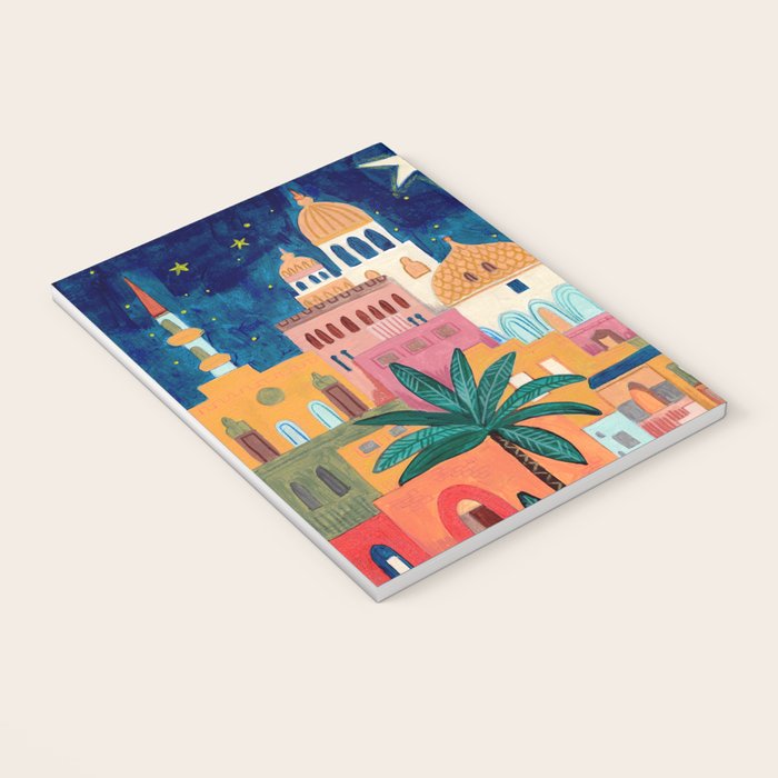 Oriental city under a starry sky in bright colours Notebook Gallery Image 3