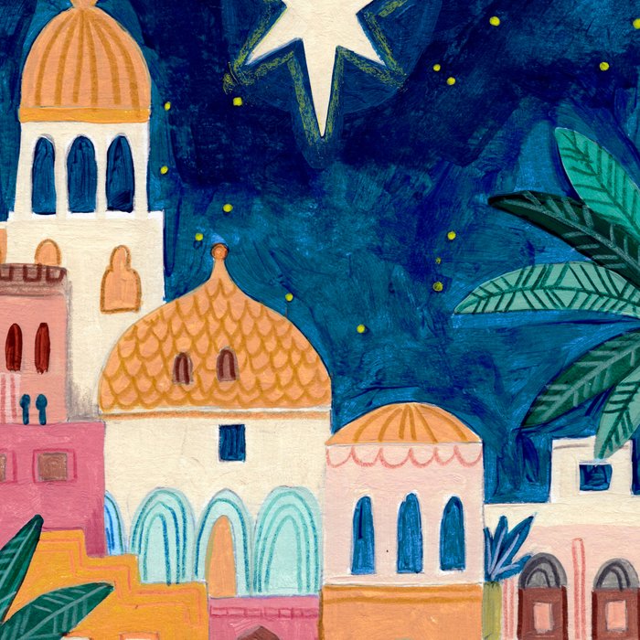 Oriental city under a starry sky in bright colours Coffee Mug Gallery Image 2