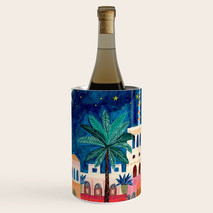 Oriental city under a starry sky in bright colours Wine Chiller Gallery Image 3